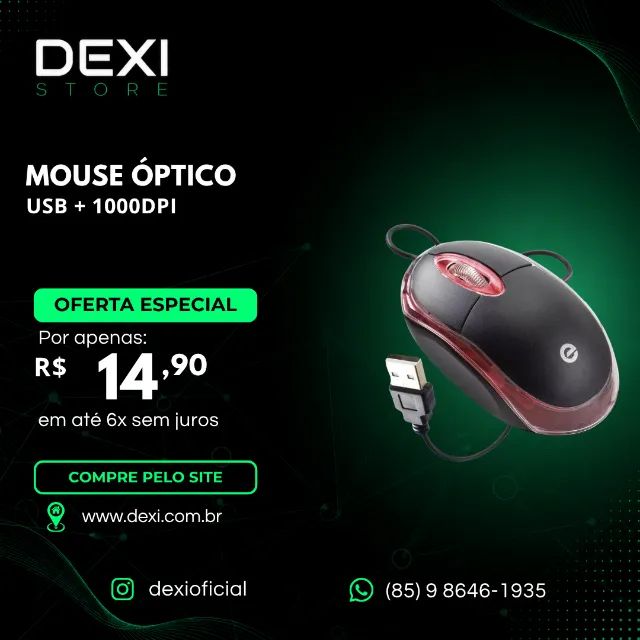 Mouse com Fio 1000 DPI USB