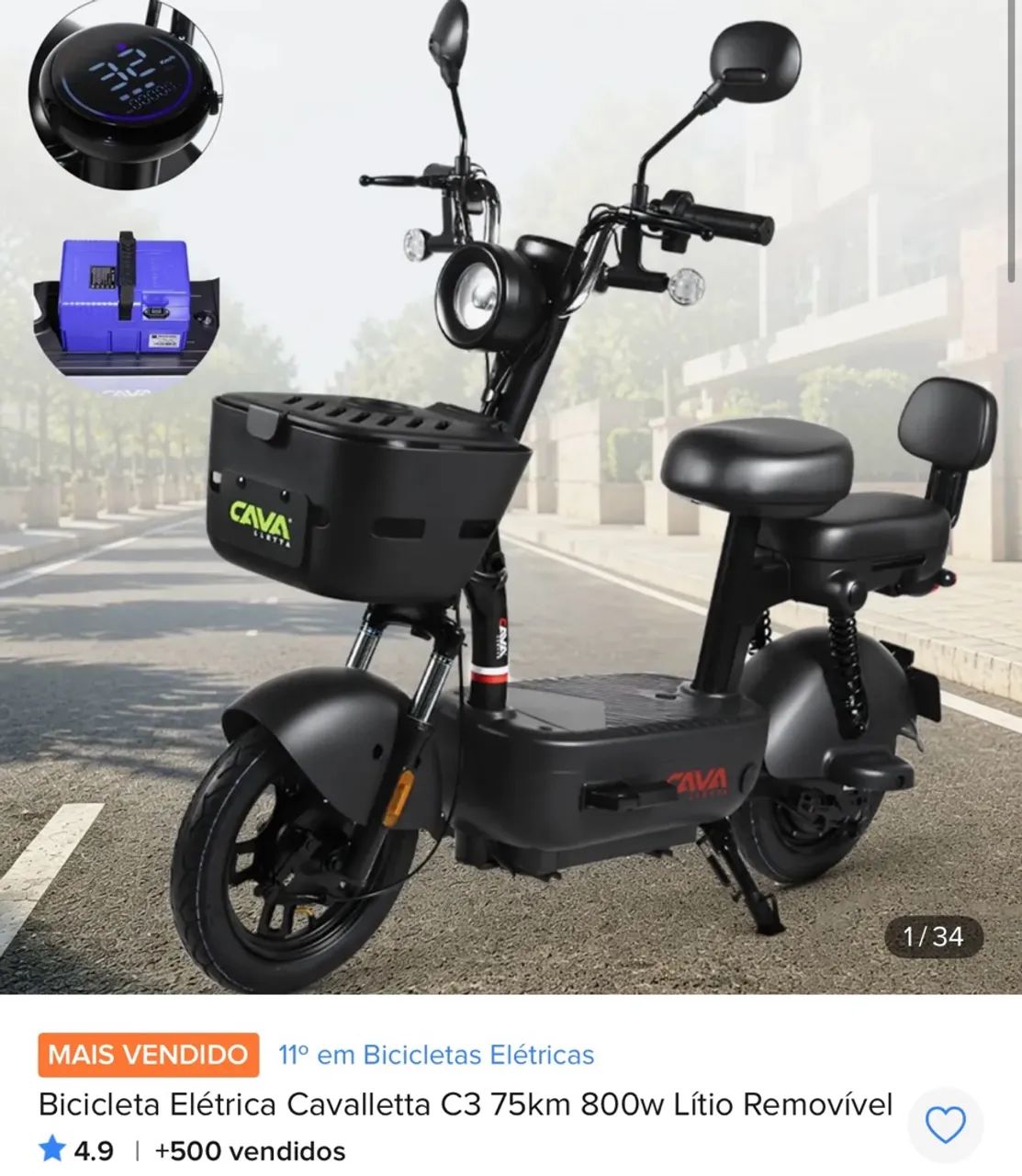 Bicicleta Elétrica Cavalleta c3