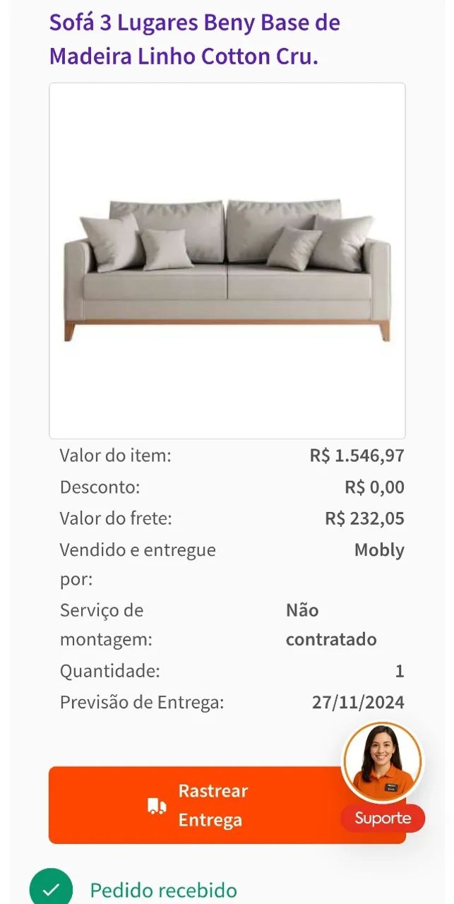 Sofá de Linho Cru Beny Mobly em bom estado - Foto 4