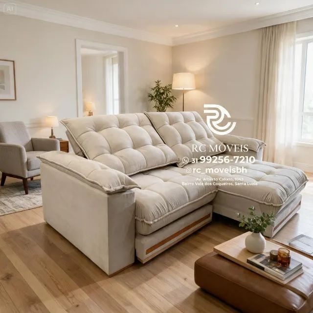 Sofá Barcelona Retrátil Suede Marrom Escuro Molas Individuais - Foto 5