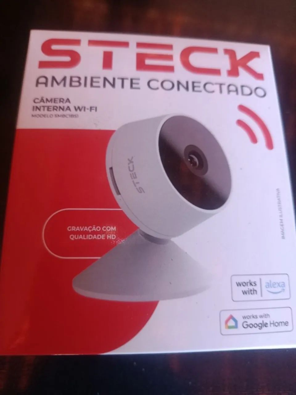Câmera Inteligente Steck Ambiente Conectado, Segurança Interna, Wi-Fi, Branca