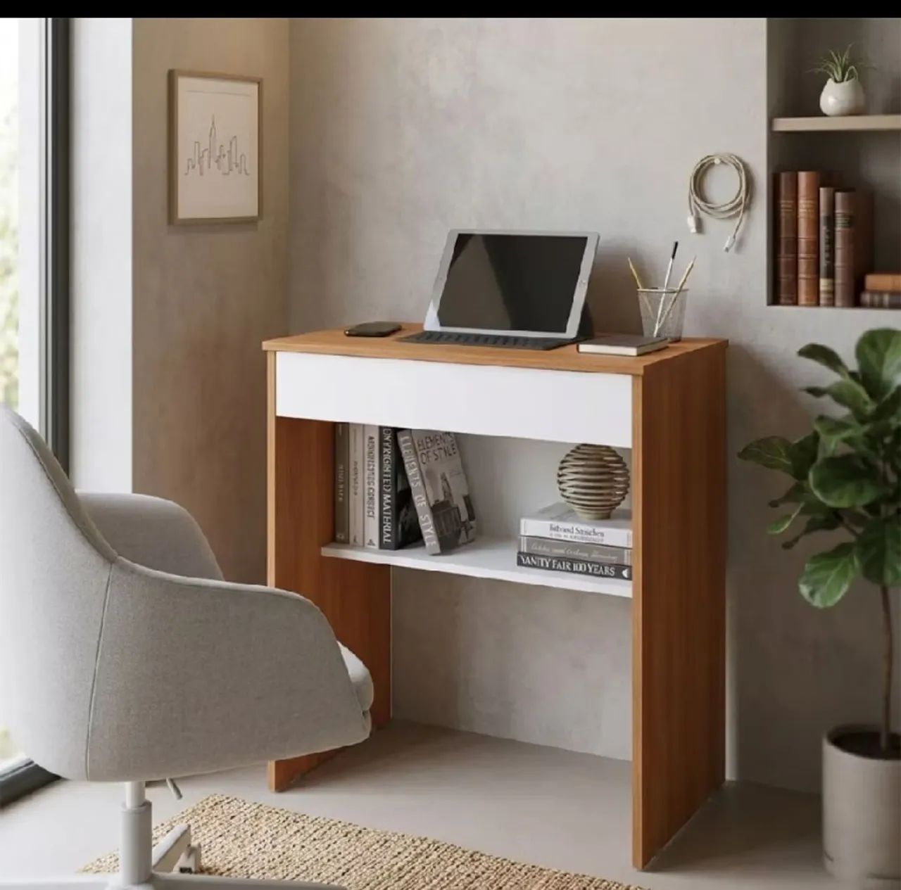 escrivaninha compacta e multiuso é ideal para home office, estudos ou penteadeira - Foto 2