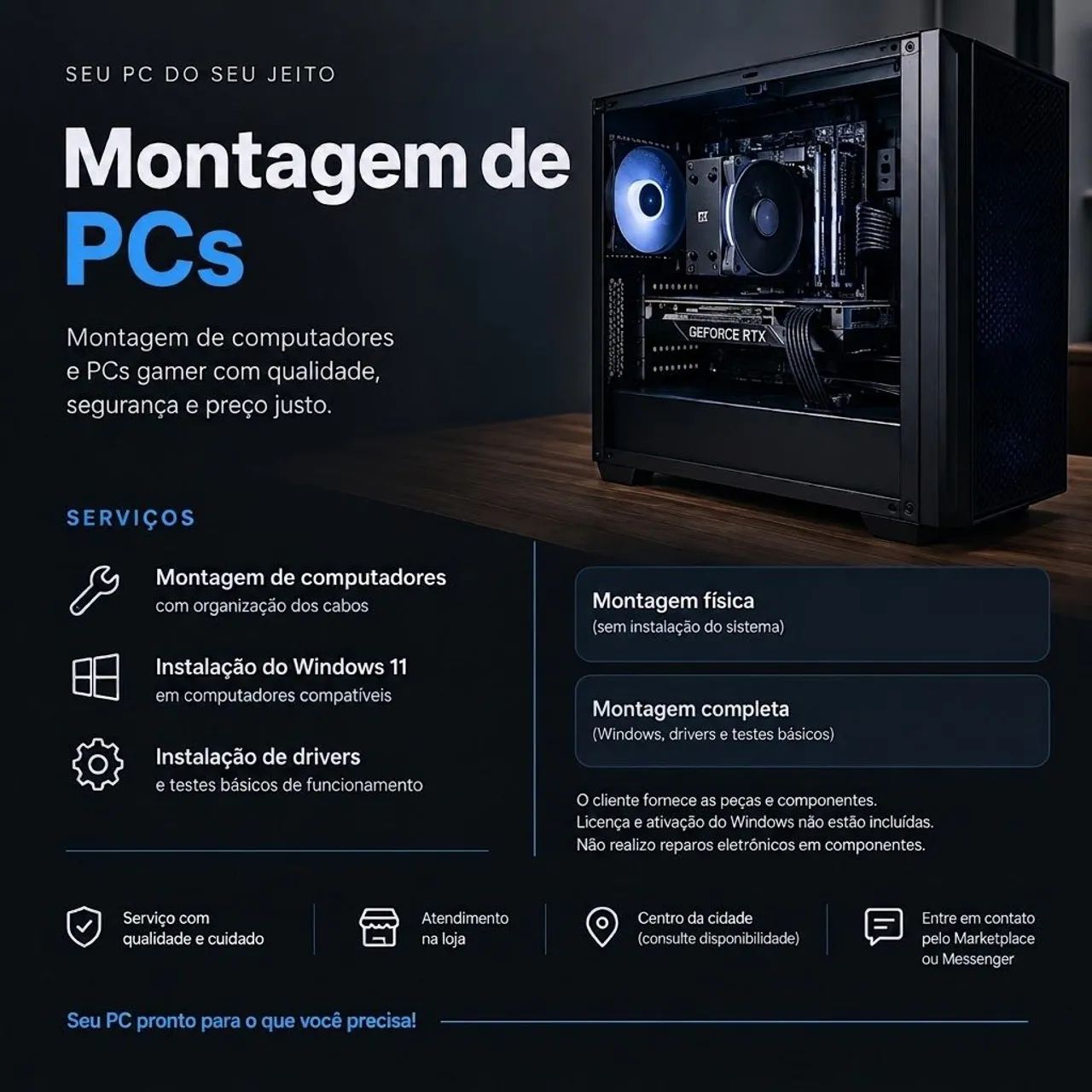 Serviço de Montagem de PCs e Computadores em geral e instalação de SO