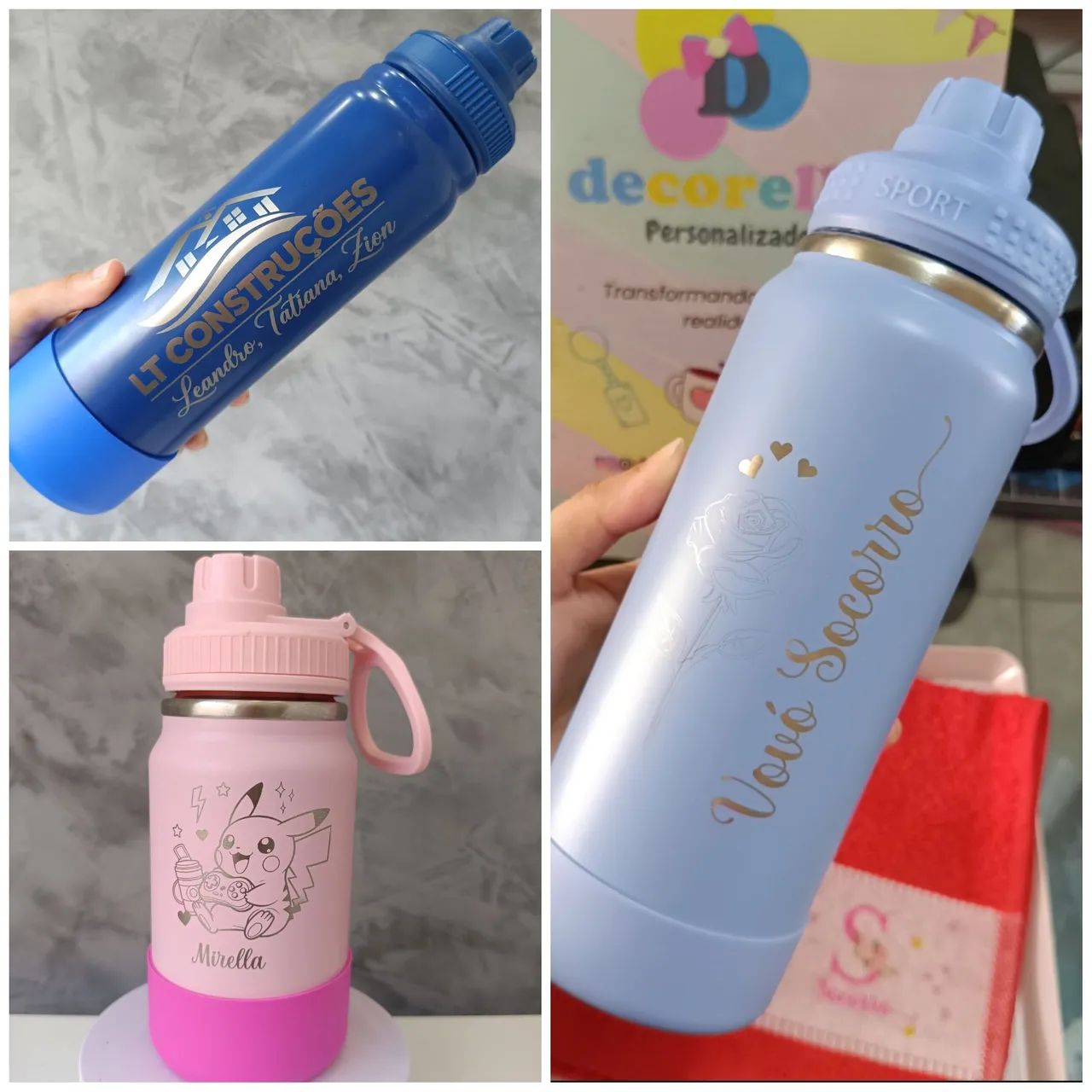 Garrafa térmica com 800ml personalizada com gravação a laser - acompanha base d proteção  - Foto 2