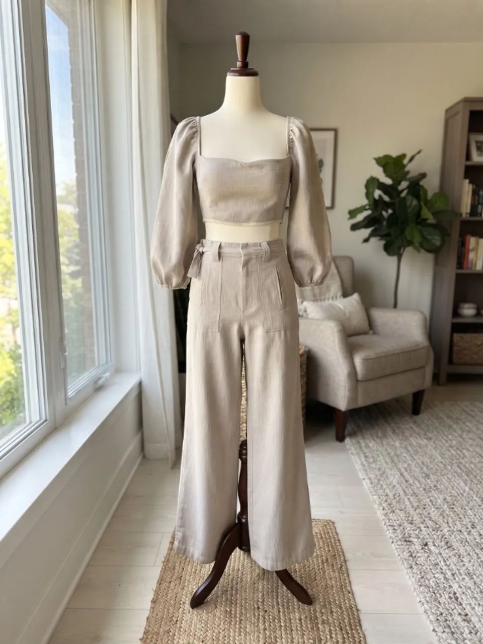 conjunto lizzie de linho bege - Foto 2