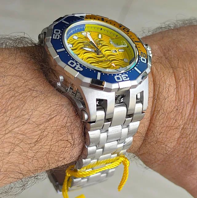 Relógio Invicta Pro Diver Waves Amarelo e Azul - Foto 3