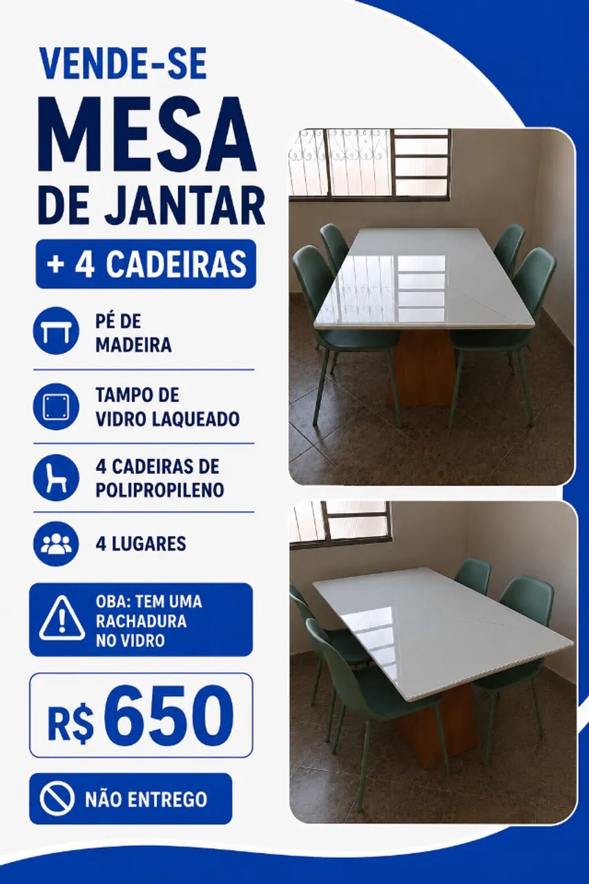 Mesa de jantar + cadeiras