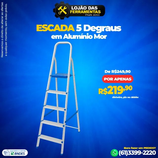 Escada 5 Degraus em Alumínio Mor