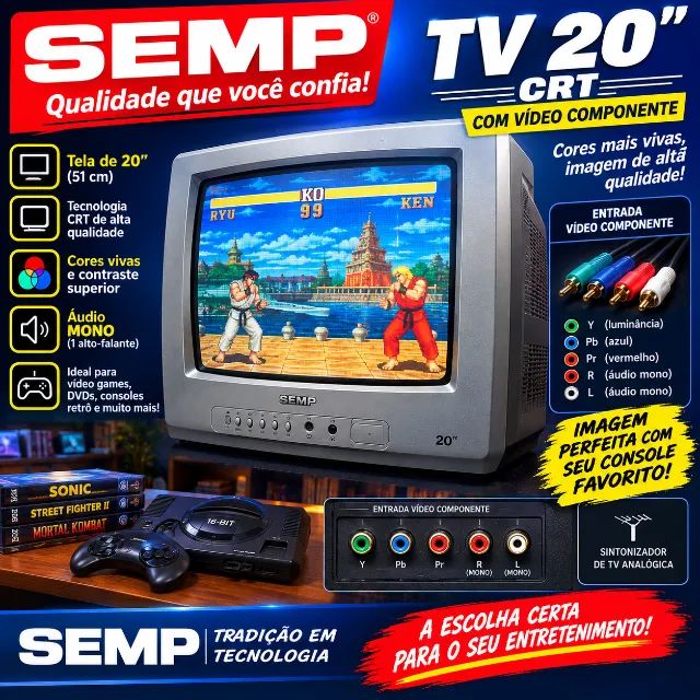 Tv 20 polegadas CRT Semp av/ vídeo componente