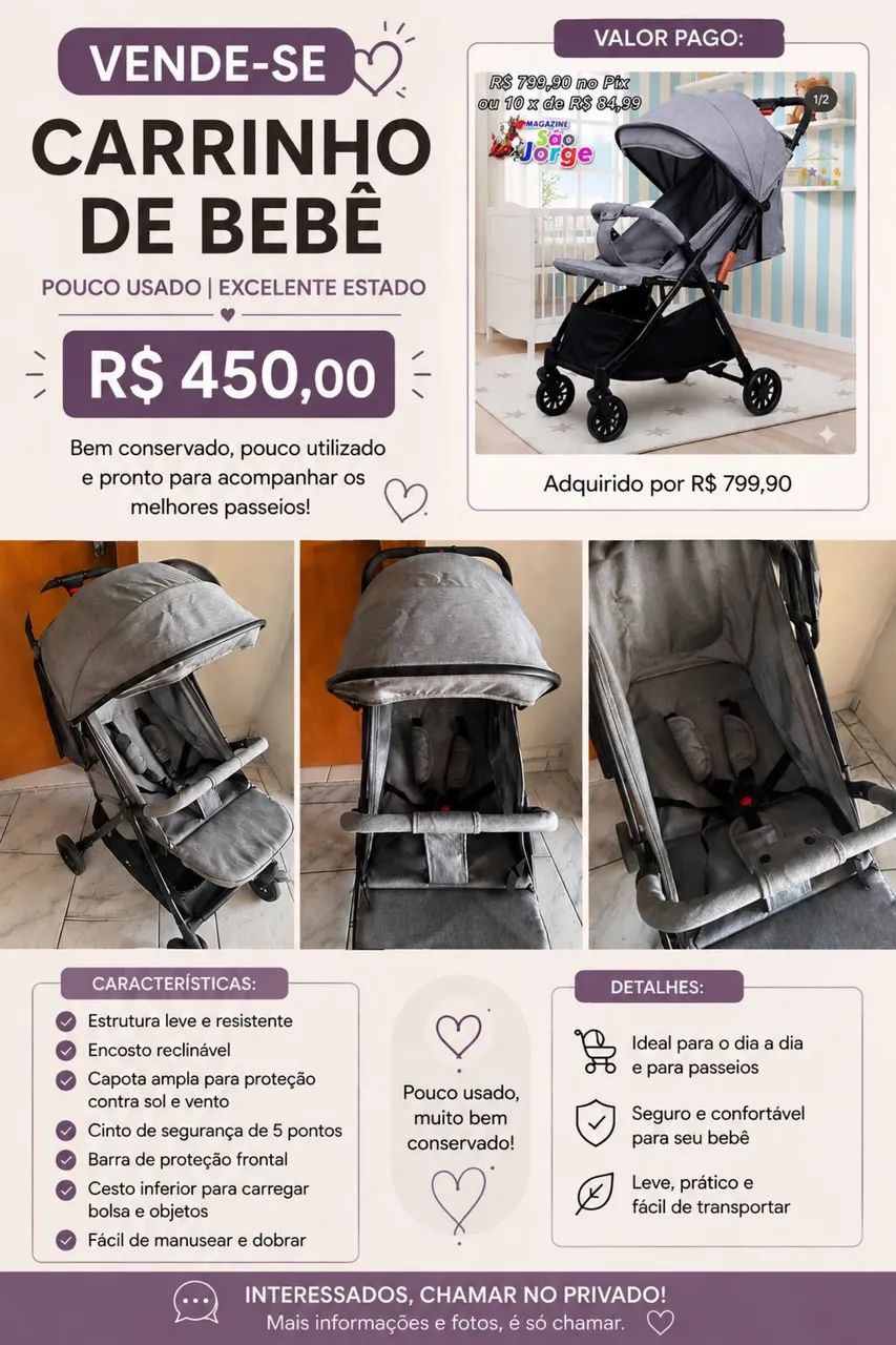 Carrinho de bebê  - Foto 4
