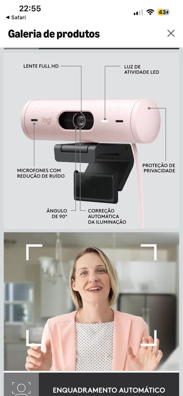 Webcam Logitech Brio 500 - rosa - Foto 3