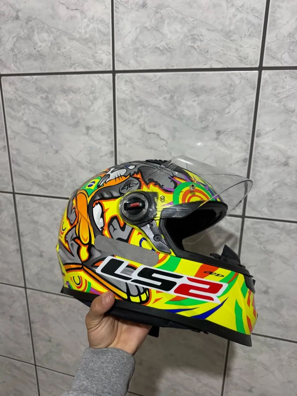 Capacete Capacete Ls2 Ff358 Alex Barros Amarelo - Foto 3