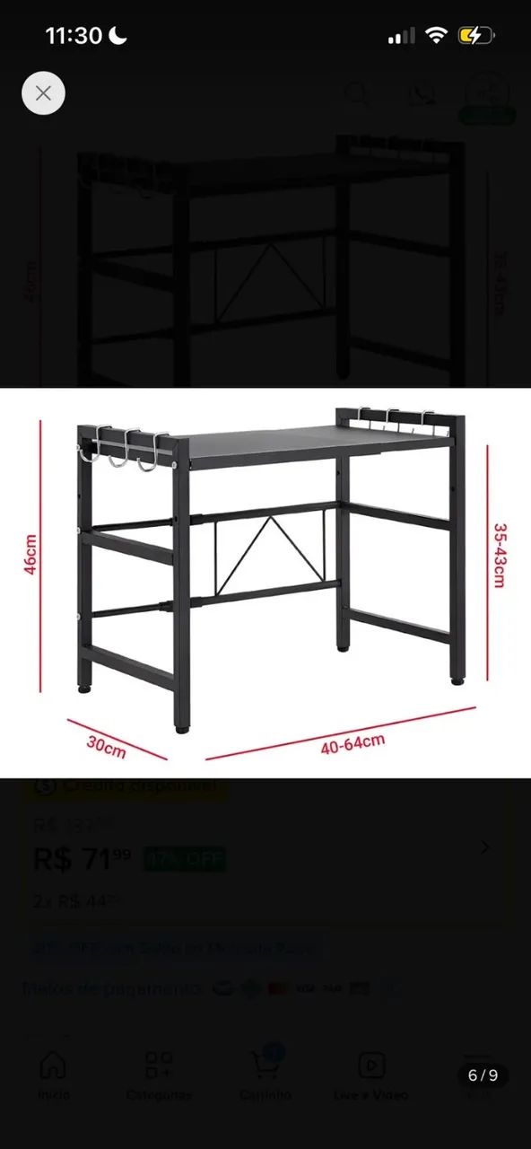 Rack metálico multiuso ajustável para microondas - Foto 3