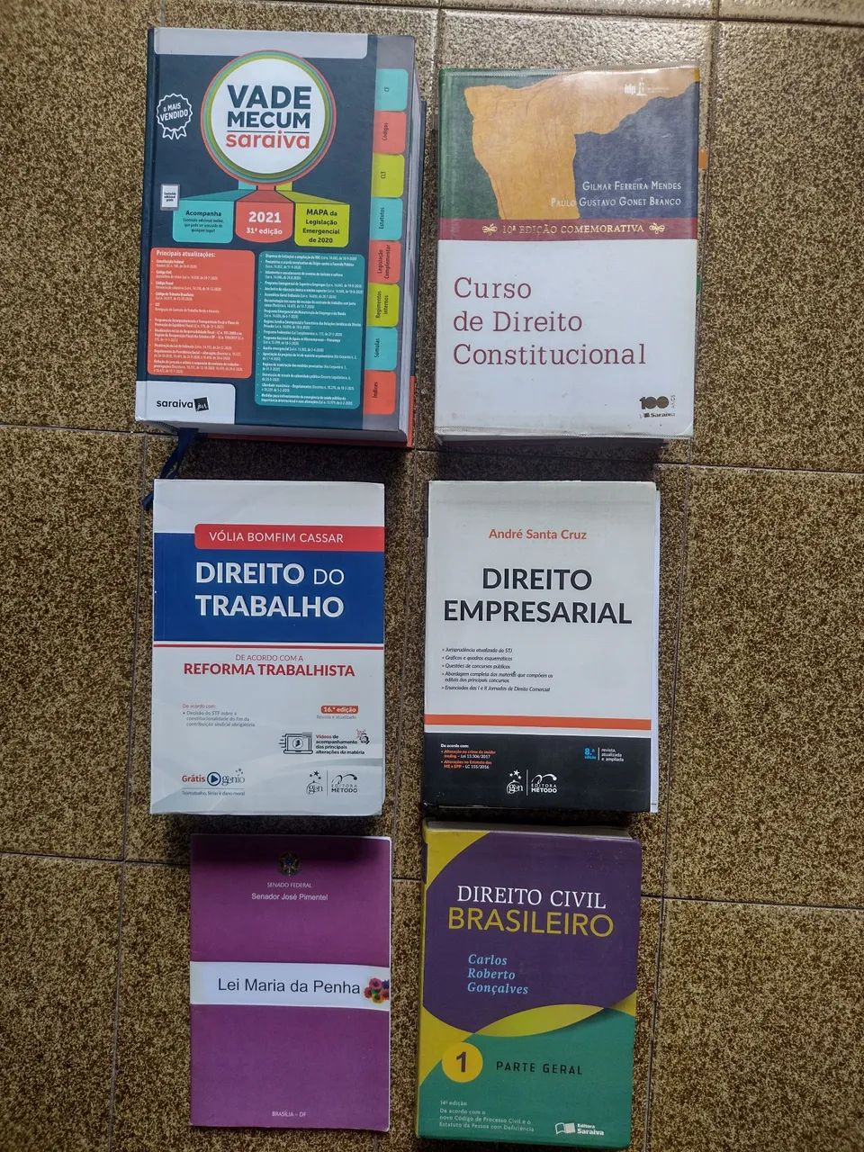 Livros de Direito diversos.