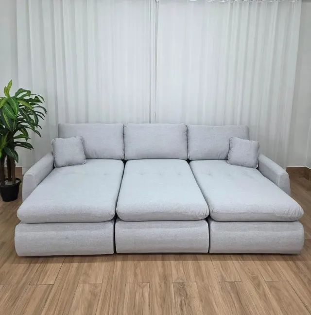 Lançamento! Sofá Cama Retrátil Reclinável Amaranto 2.70m 3 Módulos 80  - Foto 3