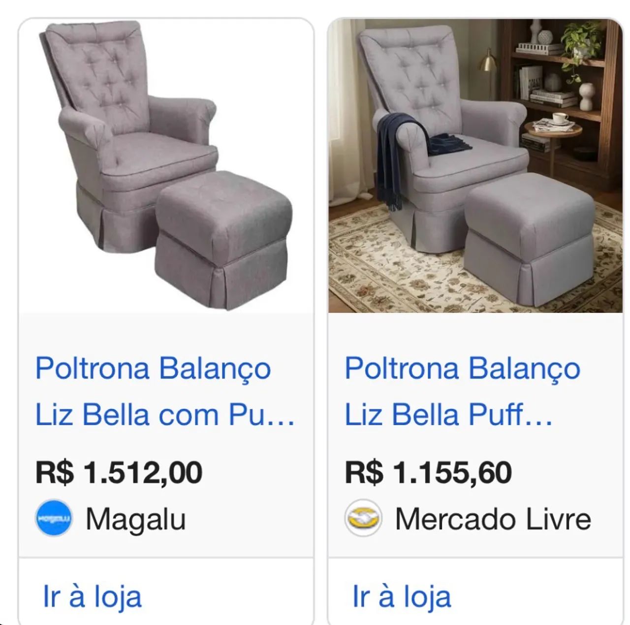 Poltrona balanço Liz Bella com puff cinza usada - Foto 5