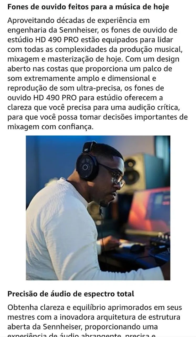 Sennheiser Fone de ouvido profissional HD 490 PRO aberto<br