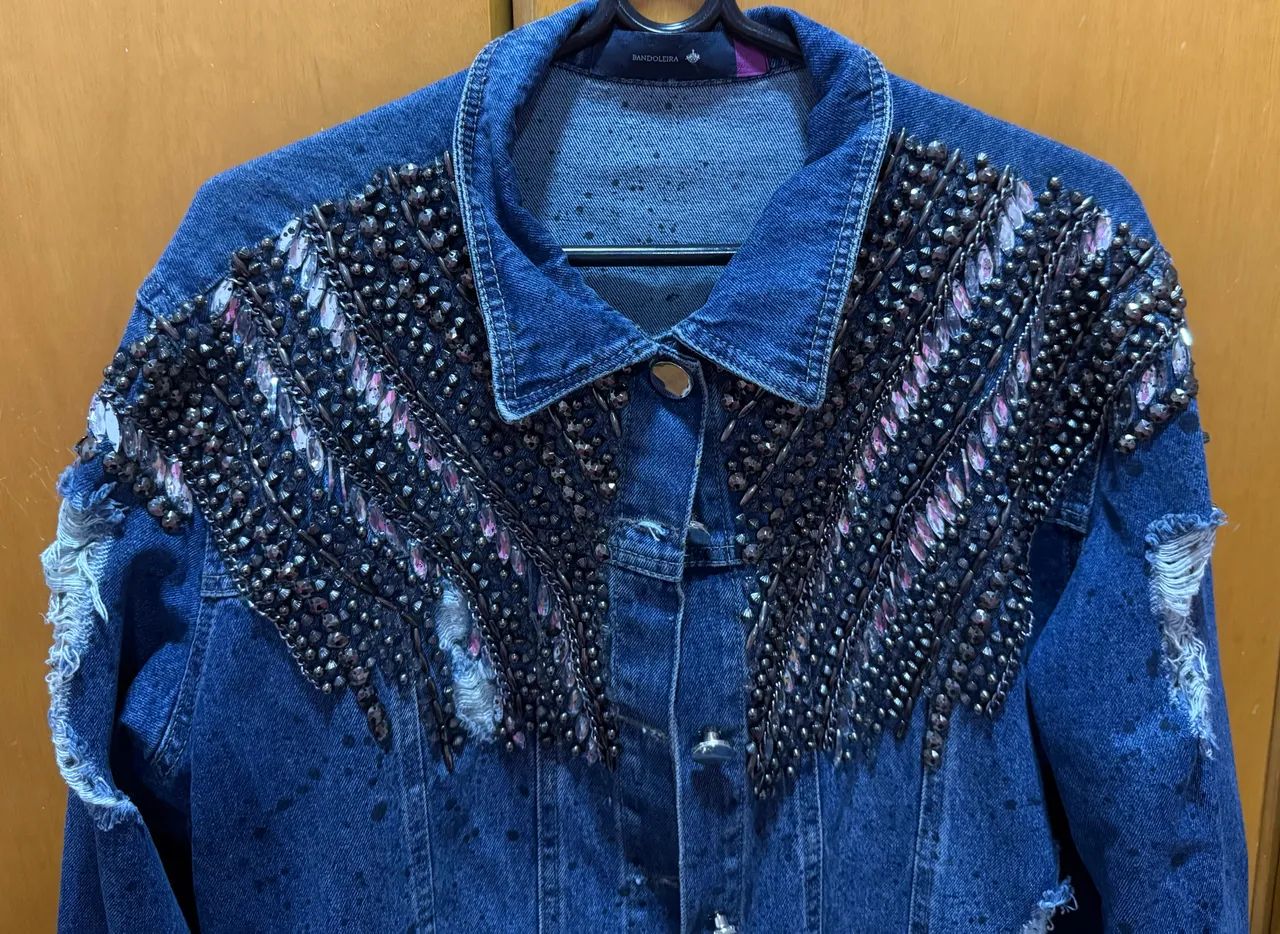 Jaqueta jeans bandoleira gg