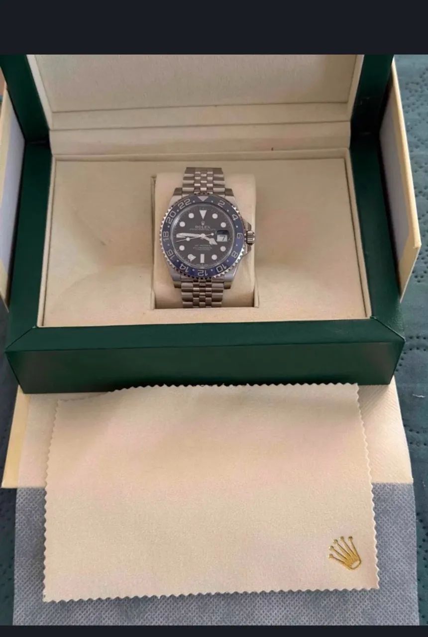 Rolex GMT master 2 jubile azul súper clone 3285 com caixa e cartão NFC