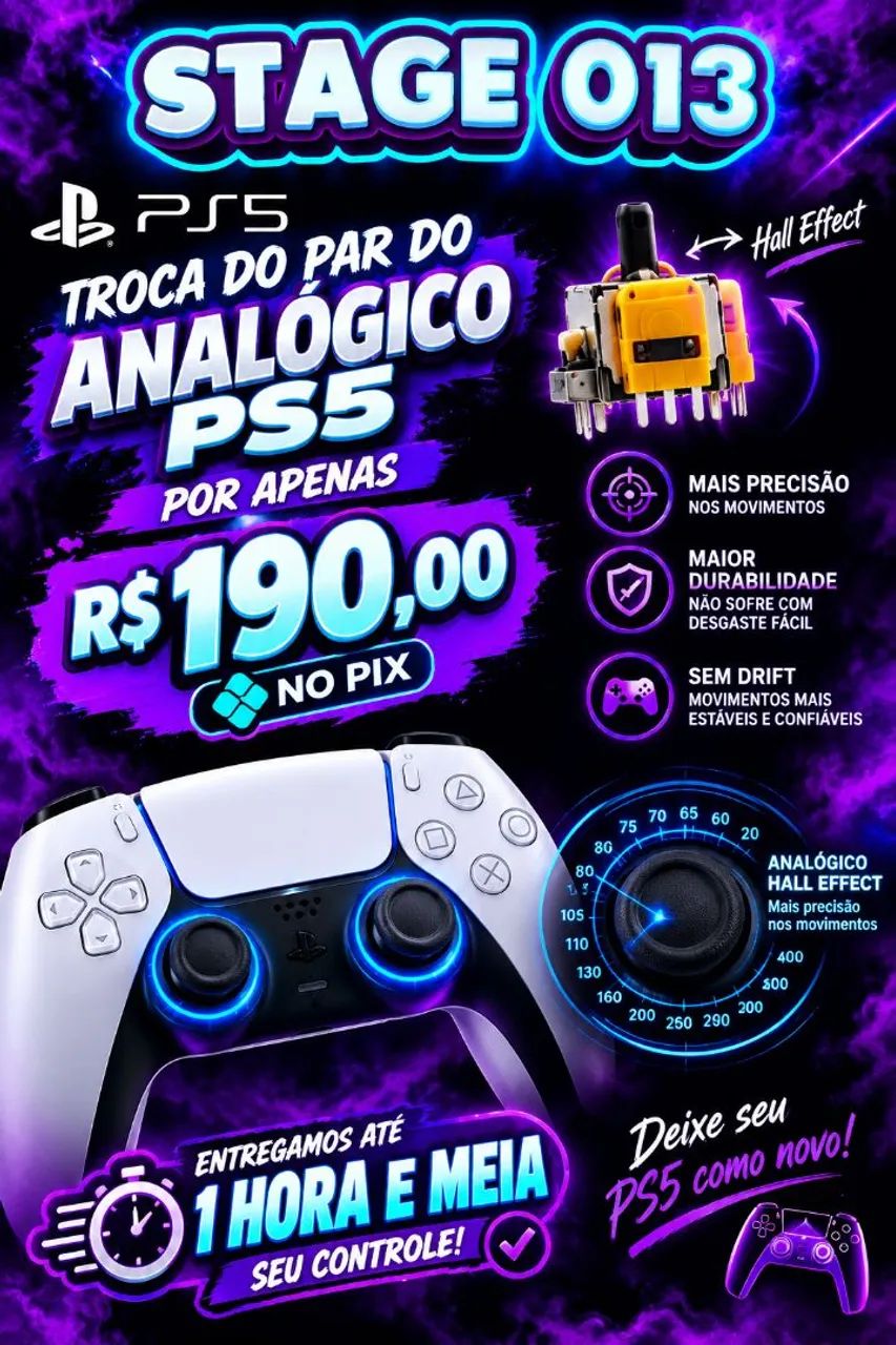 Troca de analogico Hall effect ps5