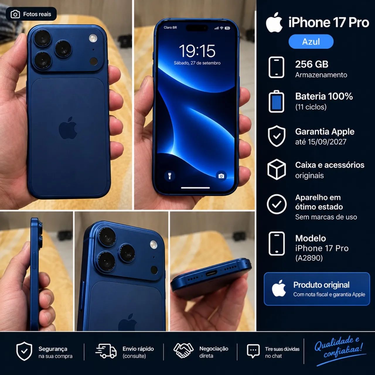 iPhone 17 pro azul - 256gb