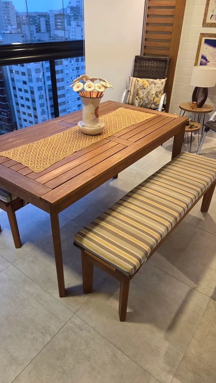 Mesa e bancos para varanda - Foto 2