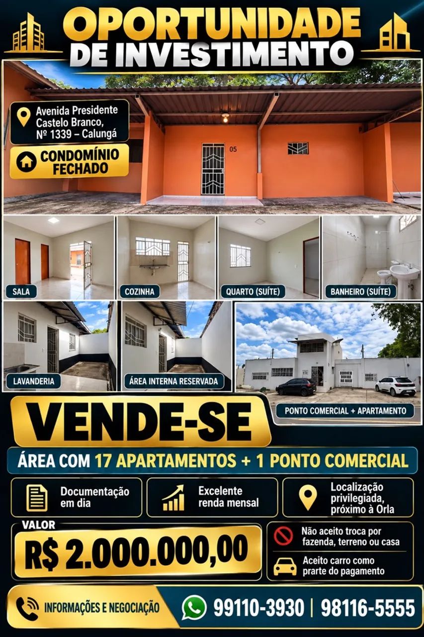 Vendo condomínio e ponto comercial 