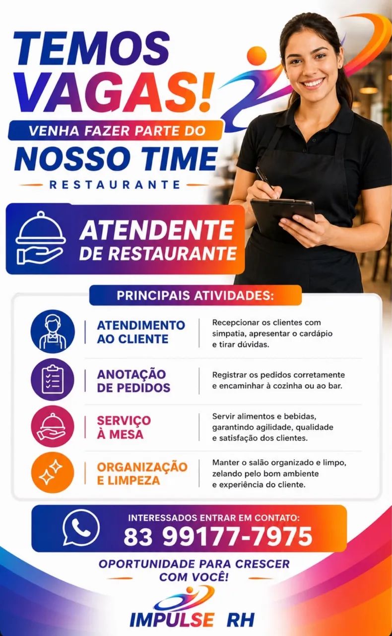 TEMOS VAGAS DE EMPREGO 