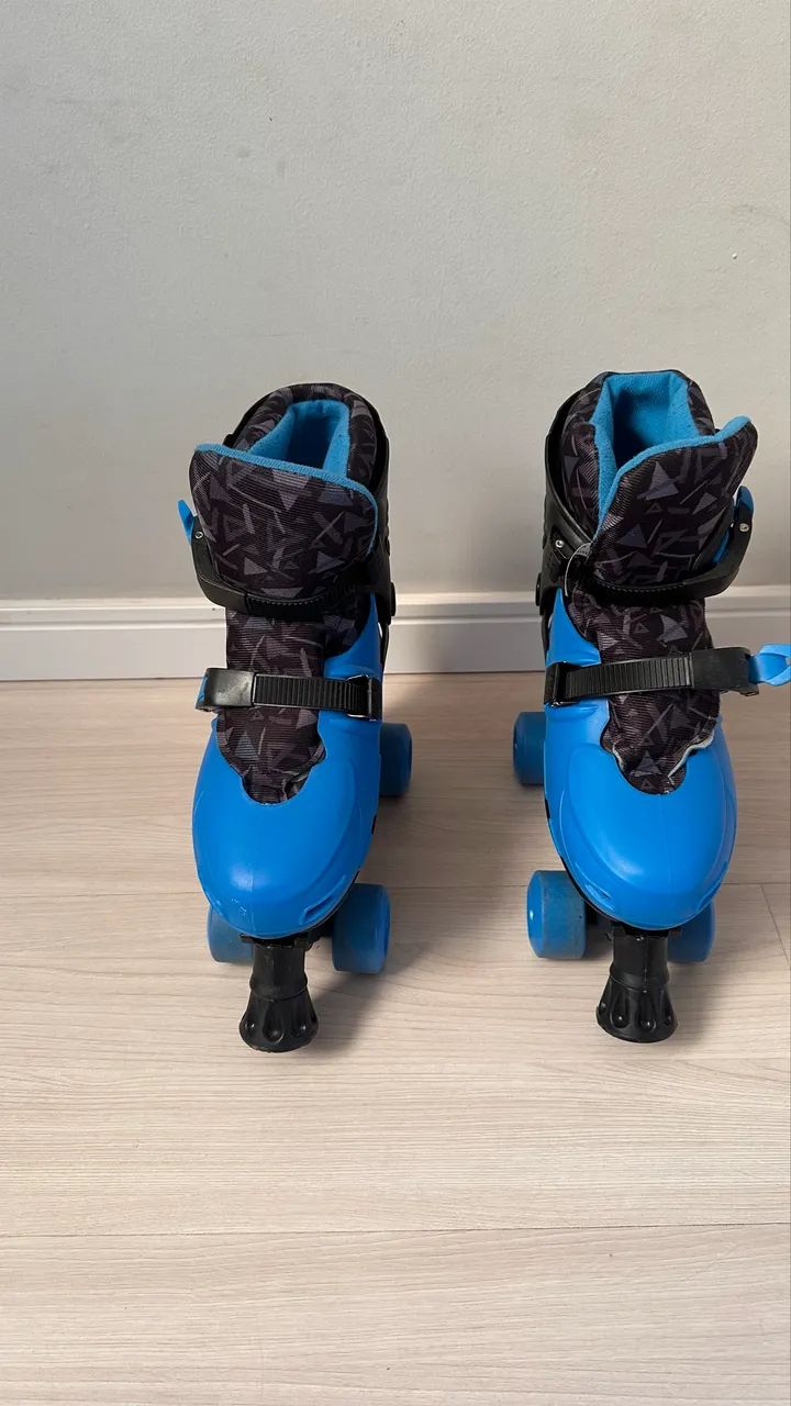 Patins Quad Roller 4 Rodas 33-40 Azul E Preto Ajustável - Foto 2