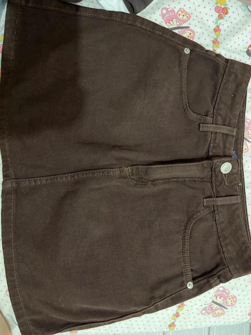 Saia jeans feminina marrom 