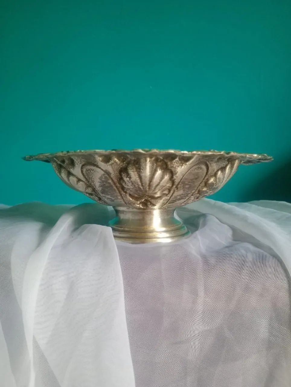 Antigo centro de mesa / fruteira em cobre com banho de prata  - Foto 3