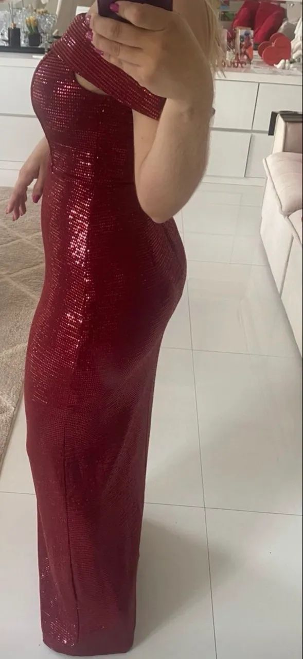 Vestido longo vinho parte molhado  - Foto 5