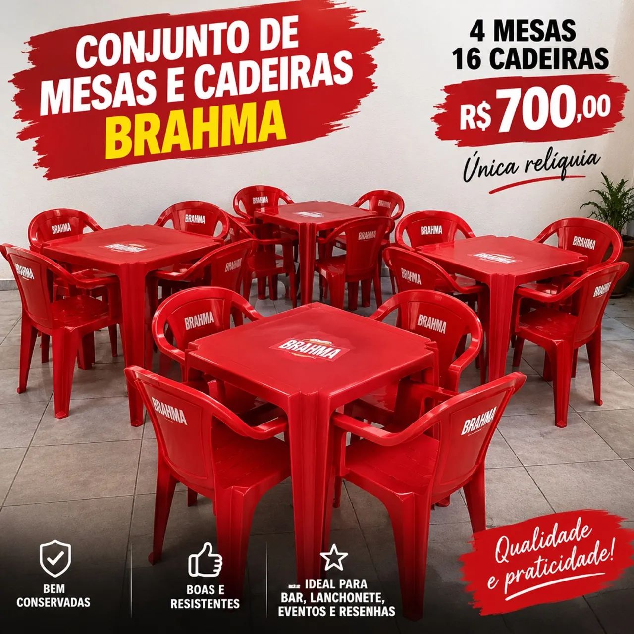 JOGO DE MESAS E CADEIRA DA BRHAMA 