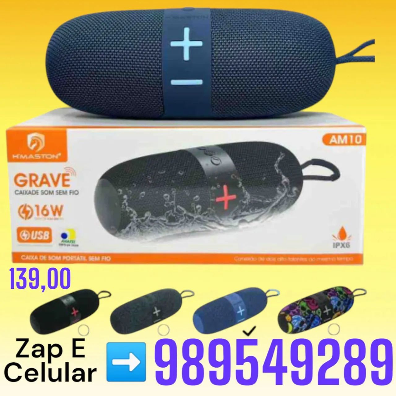 Caixa de som portátil 16w h,maston 
