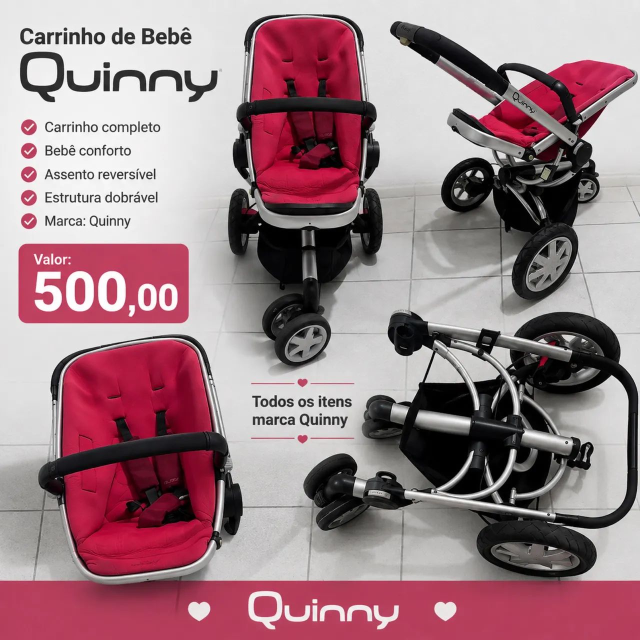 Carrinho de bebê marca quinny  - Foto 2
