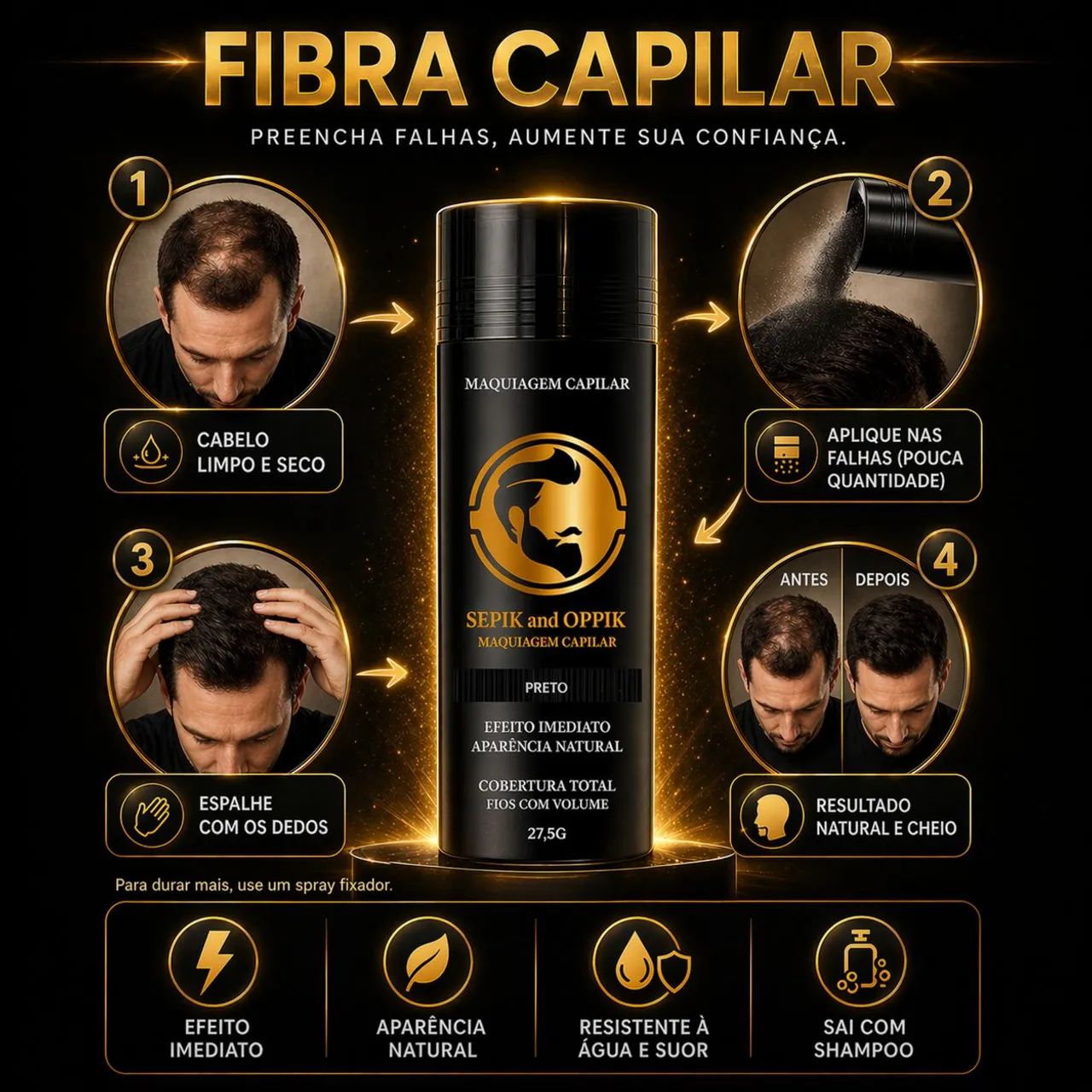 Fibra Capilar Várias Cores Maquiagem Capilar - Foto 3