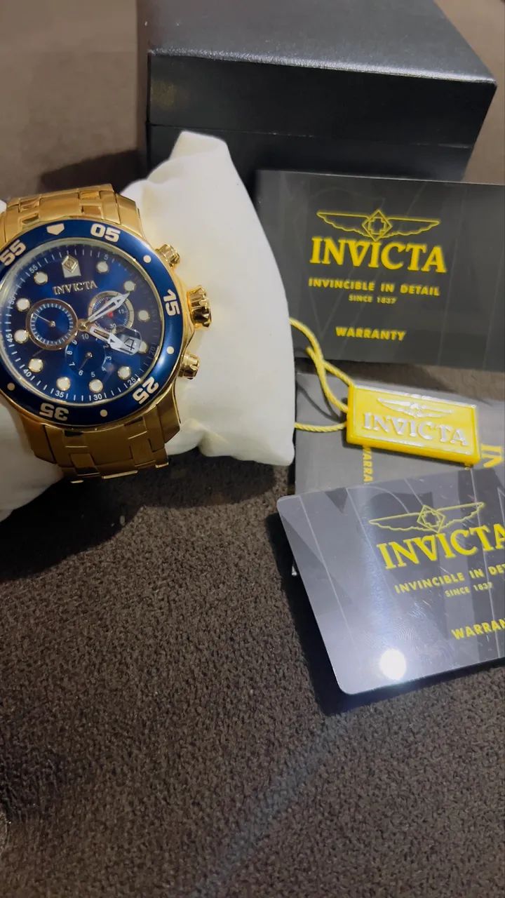 ? Invicta Pro Diver 0073 Original Azul/Dourado Completo na Caixa