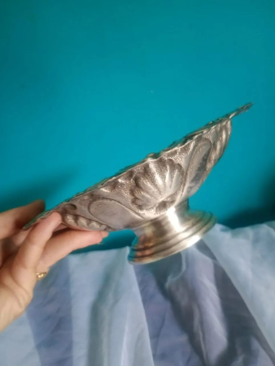 Antigo centro de mesa / fruteira em cobre com banho de prata  - Foto 5