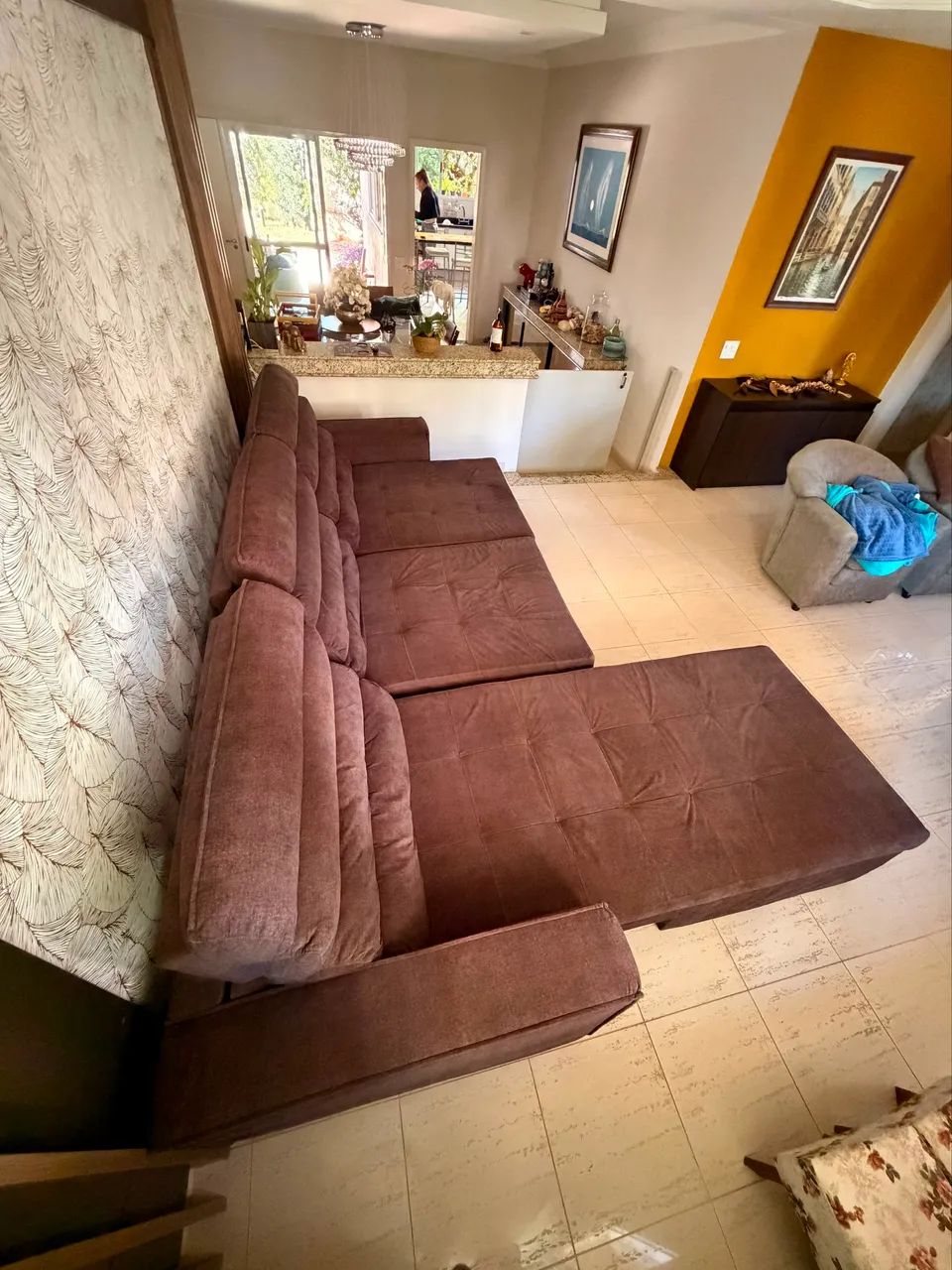Sofá Volt com Chaise - Marrom - Foto 2