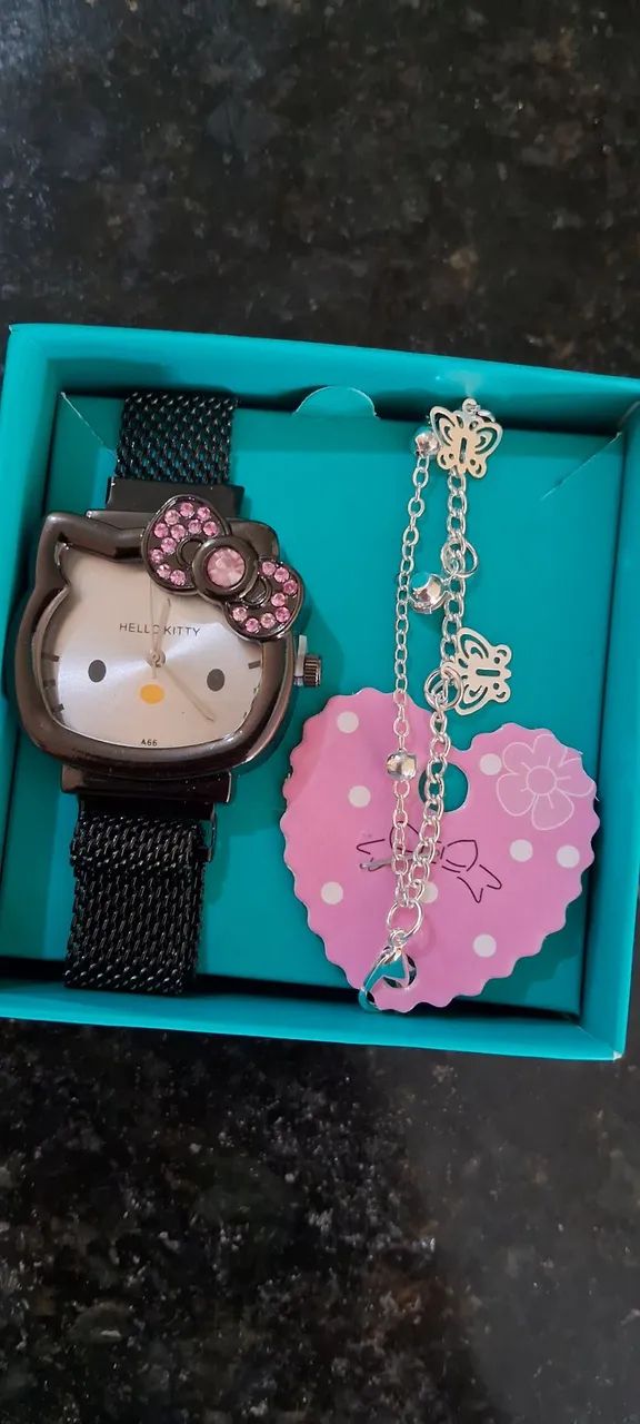 Relógio feminino Hello Kitty com pulseira  - Foto 2
