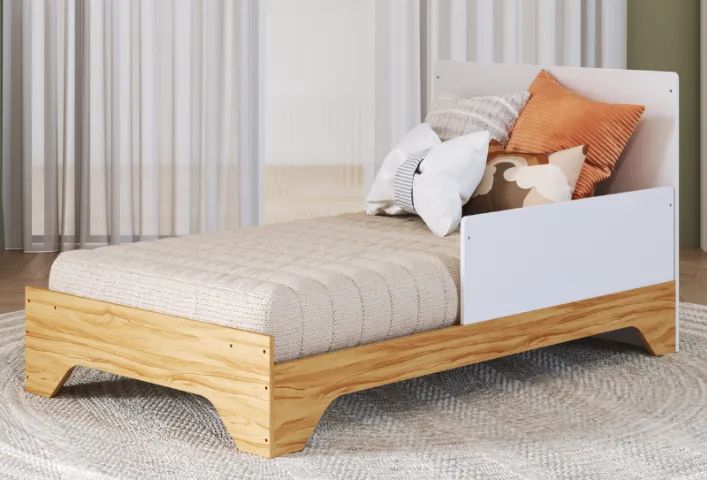 Berço Cama Americano Popy Retro, 100% MDF - Peroba - Foto 2