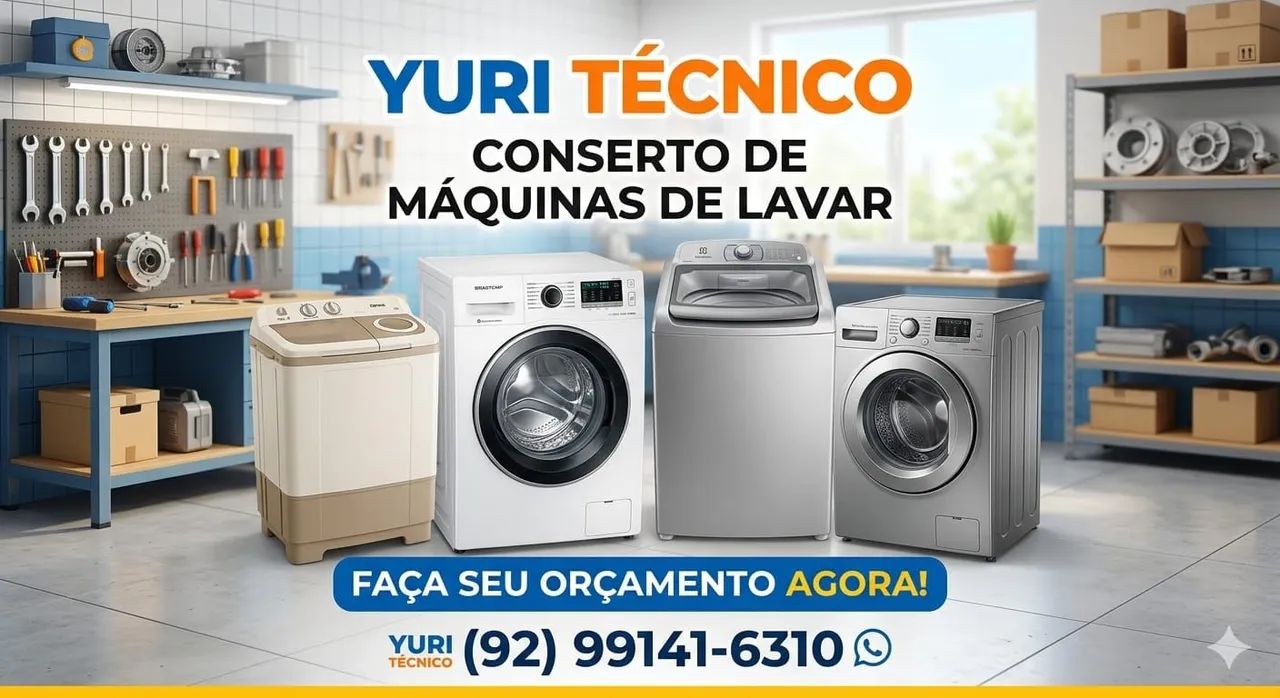Conserto e higienização de máquinas de lavar.
