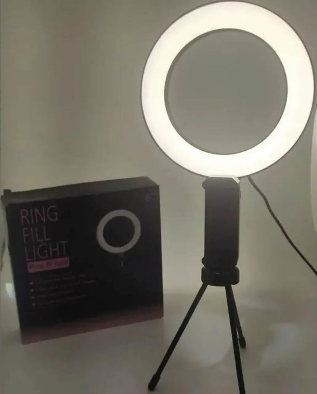 Anel de luz 6 polegadas (16)cm com tripé e suporte para celular   - Foto 3