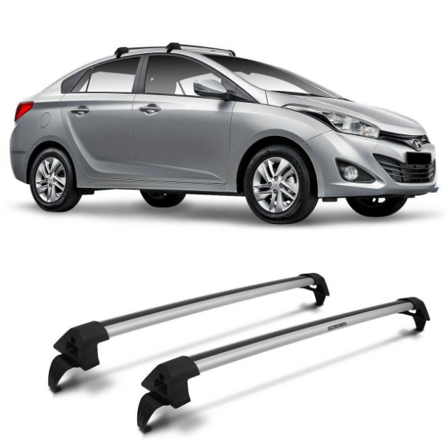 Rack de Teto esportivo de Alumínio P/ Hyundai Hb20/S até 2019- Preto e Prata - Instalado! - Foto 2