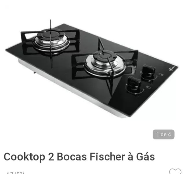 Cooktop Fischer 2 bocas bivolt acend automático tripla chama