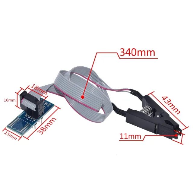 Pinça Garra Jacaré SOIC8 para Gravadora CH341A TL866CS BeeProg Genius Bios Eprom - Foto 2