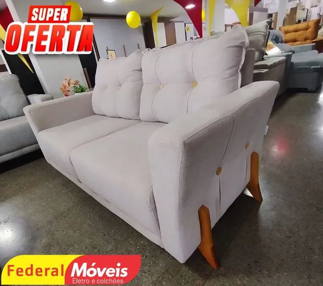 SOFÁ DE LINHO RETRO COM BOTÕES ITALIANOS 2 MTS Lançamentos VEM COM A