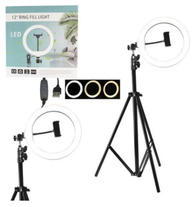 Kit Completo Anel de Luz LED Com Tripé Ring Light 10 Polegadas - Foto 3