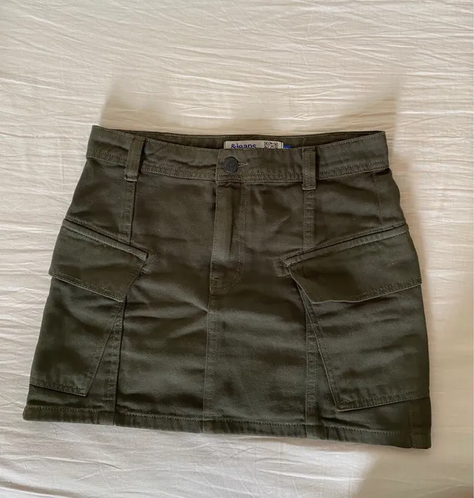 Saia Sarja Jeans Verde Militar