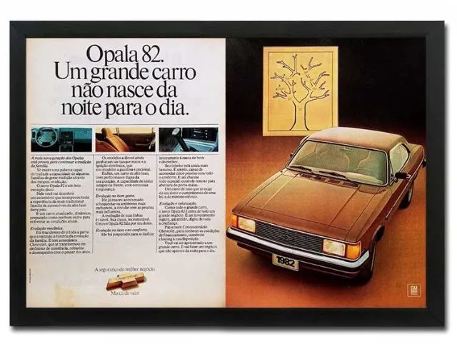 Quadro decorativo Opala Comodoro 1982 - propaganda original de revista